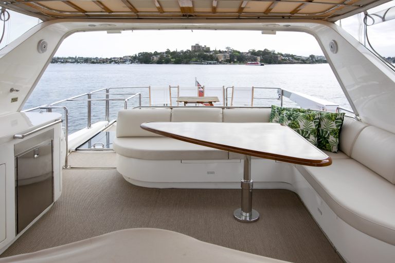 Lifestyle Charters Enigma flybridge for events, cruises and fun on sydney harbour